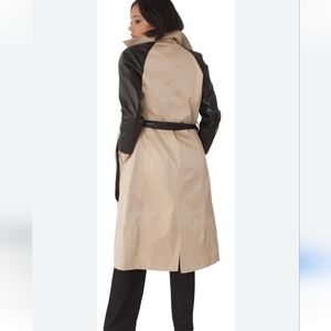 Roamans 2X Two Tone Khaki Vegan Leather Trench Coat